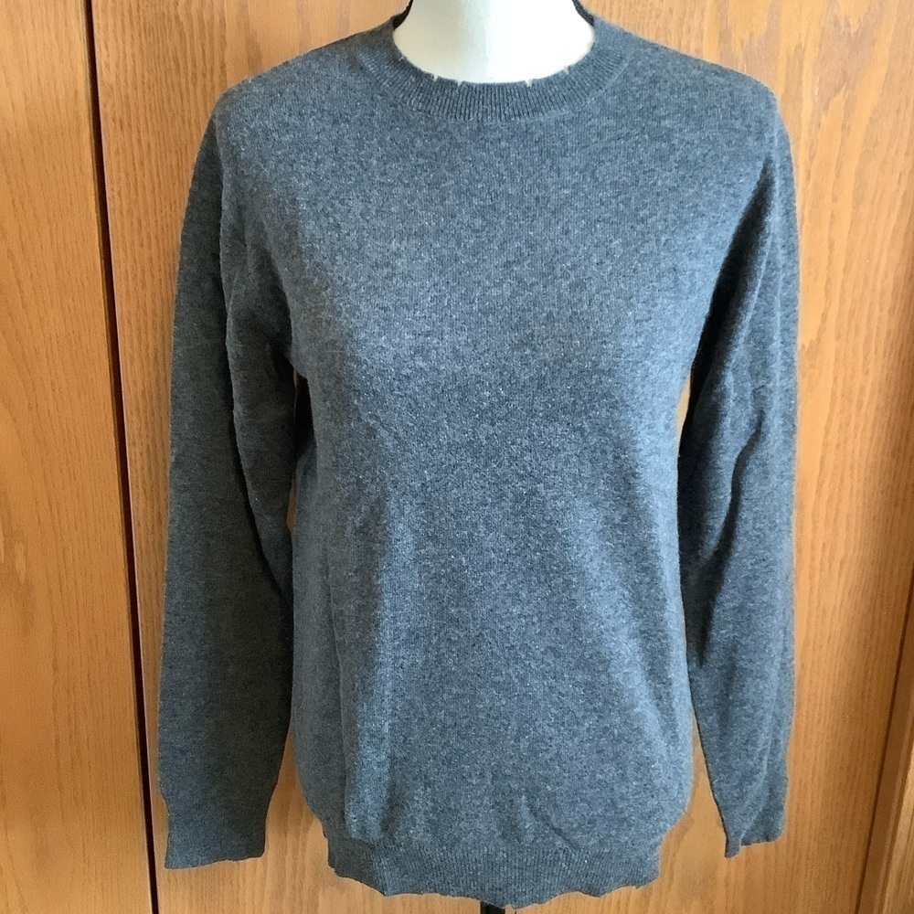 NWT T by Alexander Wang Distressed Merino Blend Knit Grey Sweater Sz-XS